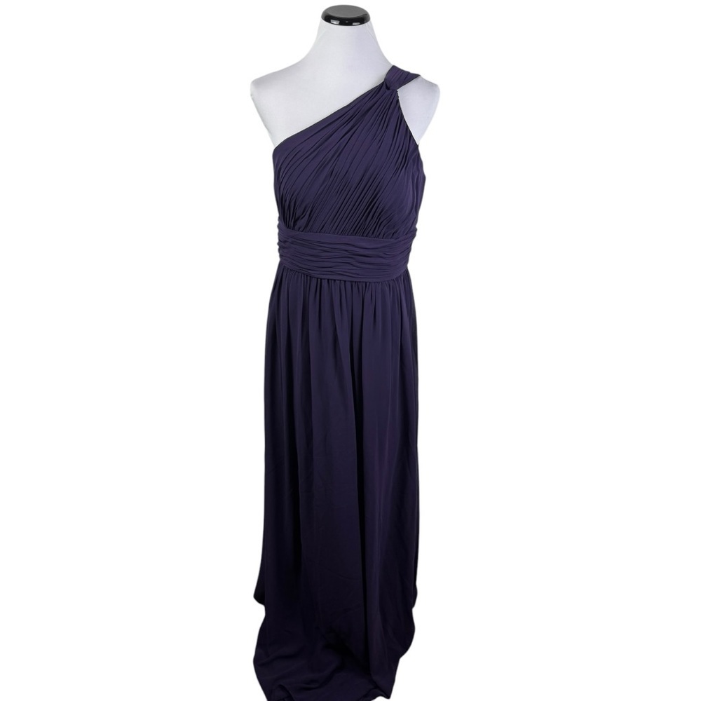 Donna Morgan Purple Amethyst One Shoulder‎ Long Chiffon Gown Women's 14 NEW